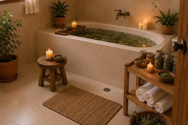 Tina para baños medicinales con hierbas